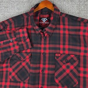 Dixxon Flannel Co Life Of Agony Red Black Plaid Button‎ Up Shirt Mens 4XL L/S